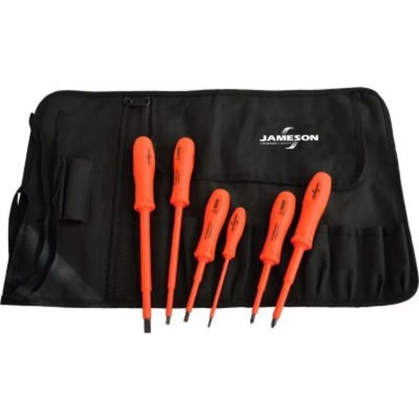 Jameson Tools 1000V Insulated Screwdriver Set, 6-Piece, Jameson, Mfr#: JT-KT-02100