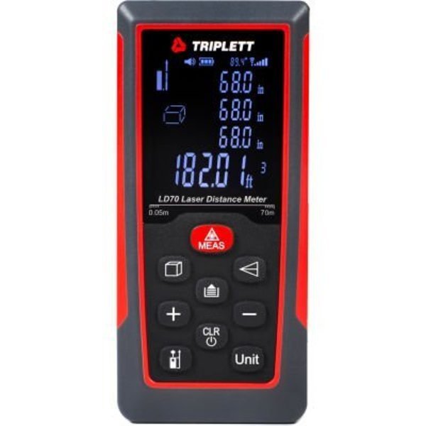 Triplett Laser Distance Meter, 2 in to 230 ft, 2 AAA, Jewell Instruments Paper, Mfr#: LD70