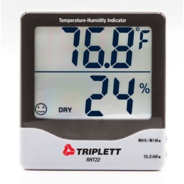Triplett Humidity & Temperature Indicator, 10 to 99%RH, 32 to 122F, Jewell Instruments Paper, Mfr#: RHT22