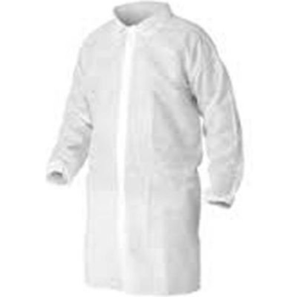 Polypropylene Lab Coat, No Pockets, Elastic Wrists, Snap Front, Single Collar, White, XL, 30/CS, Keystone Adjustable Cap Co, Mfr#: LC0-WE-NW-XL