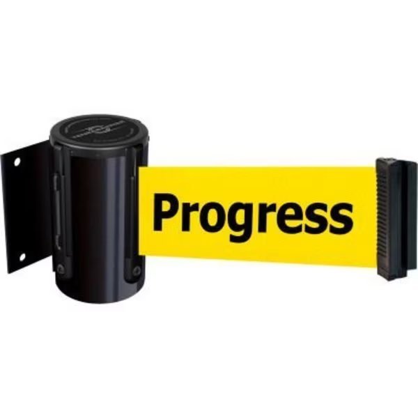 Tensabarrier Magnetic Retractable Belt Barrier, Black Case W/13' Yellow inCleaningin Belt, Lawrence Metal Prod., Mfr#: 896-M-33-MAX-YC-D