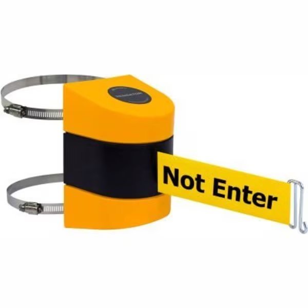 Tensabarrier Warehouse Retractable Belt Barrier, Yellow Case W/15' Yellow inCautionin Belt, Lawrence Metal Prod., Mfr#: 897-15-C-35-NO-YAX-A