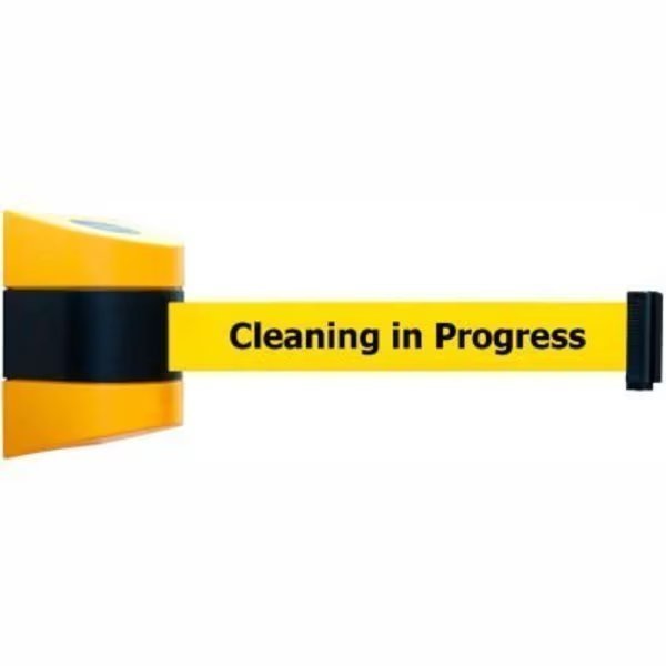 Tensabarrier Wall Mount Retractable Belt Barrier, Yellow Case W/30' Yellow inCleaningin Belt, Lawrence Metal Prod., Mfr#: 897-30-S-35-NO-YCX-C