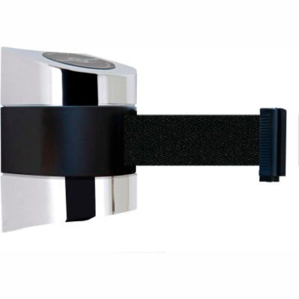 Tensabarrier Wall Mount Retractable Belt Barrier, Chrome Case W/24' Black Belt, Lawrence Metal Prod., Mfr#: 897-24-S-1P-NO-B9X-C