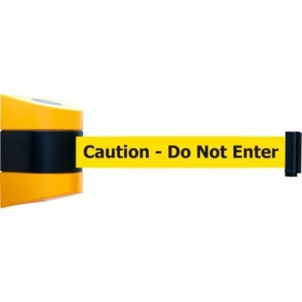Tensabarrier Wall Mount Retractable Belt Barrier, Yellow Case W/15' Yellow inCautionin Belt, Lawrence Metal Prod., Mfr#: 897-15-S-35-NO-YAX-C