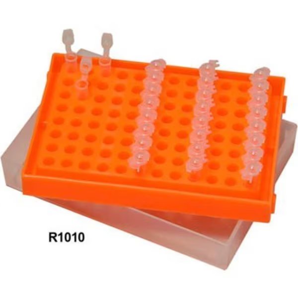 MTC Bio Workstation Rack/Box For 0.2 ml Tubes, Strips & Plates, 96 Place, Orange, 5 Pack, Mtc Bio, Mfr#: R1010