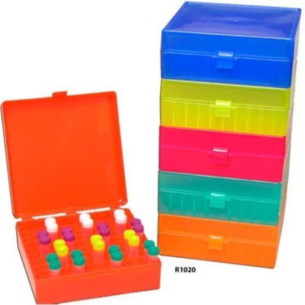 MTC Bio Storage Box with Hinged Lid For 1.5 ml Tubes, 100 Place, Blue, 5 Pack, Mtc Bio, Mfr#: R1020-B