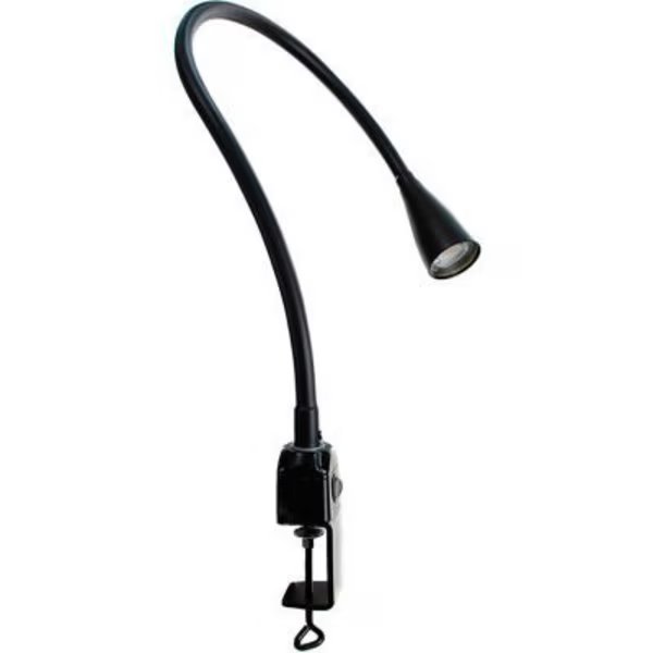 Moffatt 30in Long Flexible Arm, 7 Watt LED Task Lamp w/ 2in Opening C-Clamp Base, Black, Moffatt Products, Mfr#: 94534