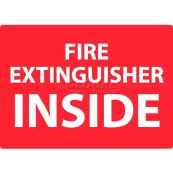 NMC Fire Sign, Fire Extinguisher Inside, 10in X 14in, White/Red, National Marker Co, Mfr#: M720PB