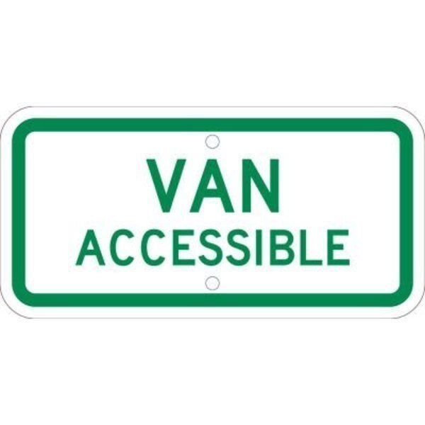 NMC Traffic Sign, Van Accessible, 6in X 12in, White, National Marker Co, Mfr#: TMAS11J