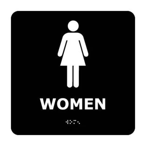 Graphic Braille Sign - Women - Black, National Marker Co, Mfr#: ADA2WBK