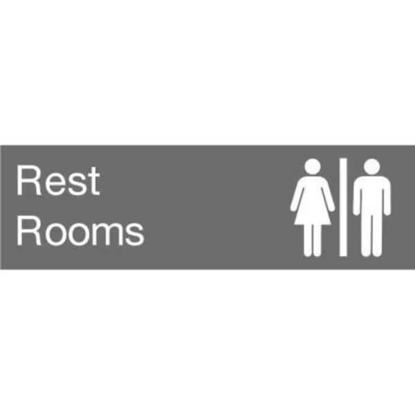 Engraved Sign - Rest Rooms - Gray, National Marker Co, Mfr#: EN19GY