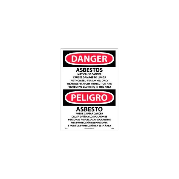 Bilingual Vinyl Sign - Danger Asbestos Cancer And Lung Disease Hazard, National Marker Co, Mfr#: ESD95PC