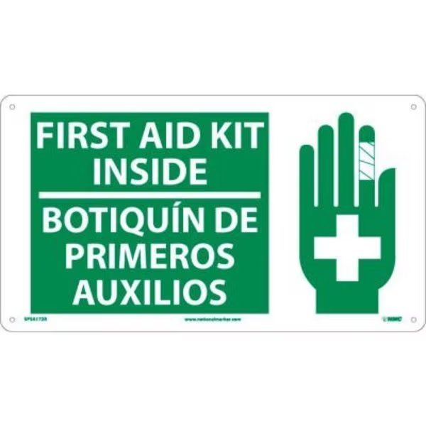 Bilingual Plastic Sign - First Aid Kit Inside, National Marker Co, Mfr#: SPSA172R
