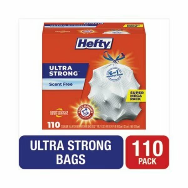 Ultra Strong Tall Kitchen And Trash Bags, 13 Gal, 0.9 Mil, 23.75in X 24.88in, White, 110PK, Reynolds, Mfr#: E88368