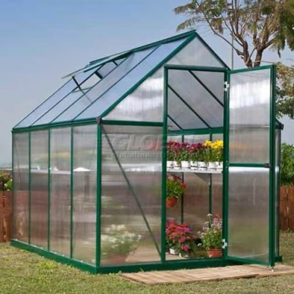 Palram - Canopia Nature 6' x 8' Greenhouse, Green Frame, Twin-Wall, Poly-Tex, Mfr#: HG5008G-1B