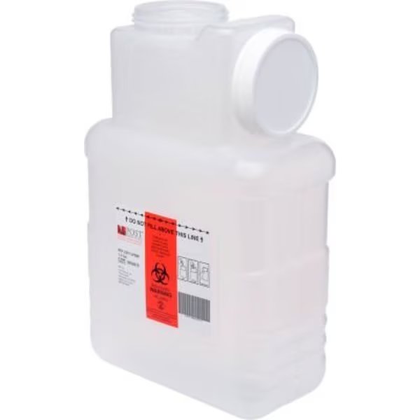 1.5 Gallon Leak-tight Sharps Container with Locking Screw Cap, Translucent, 22/CS, Post Medical, Mfr#: 2201-LPBW-22