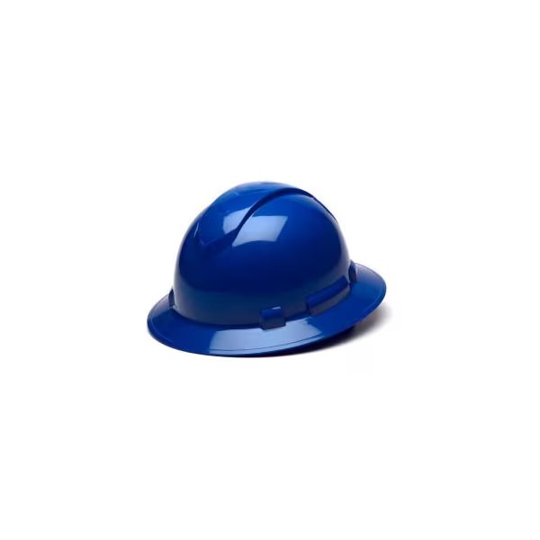 Ridgeline Full Brim Hard Hat, Blue, Full Brim 4-Point Ratchet Suspension, Pyramex, Mfr#: HP54160