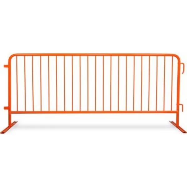 Queue Solutions CrowdMaster 1000 Steel Barricade, 100inL x 43inH, Flat Feet, Orange, Queue Solutions, Mfr#: BARR8-FL-OE