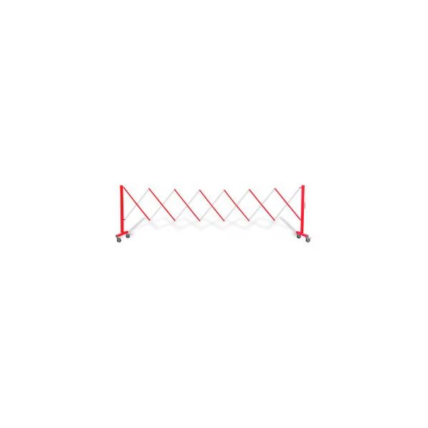 Flexpro 110 Expanding Steel/Aluminum Barricade, Red/White, 37in H X 11.5' L, , Queue Solutions, Mfr#: FPA110RW