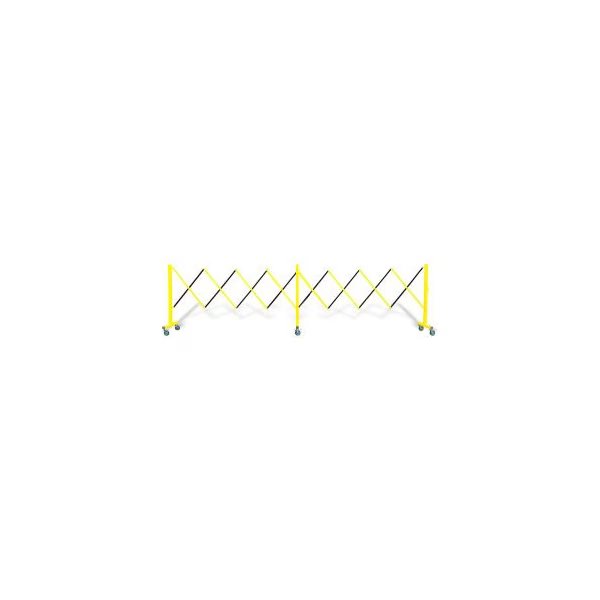 Flexpro 160 Expanding Steel/Aluminum Barricade, Yellow/Black, 37inH X 16' L, , Queue Solutions, Mfr#: FPA160YB
