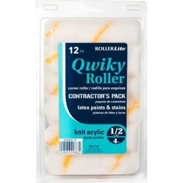 RollerLite 4in x 1/2in Acrylic Mini Roller Cover, 12/Pack 8/Case -, Quali-Tech Mfg, Mfr#: 4CR050Q-12