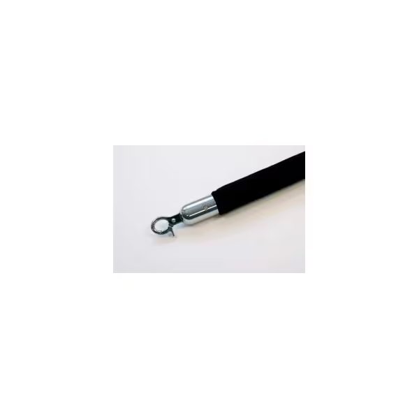 Queueway Velour Rope Black 6' With Polished Chrome Rope Ends Economy Line, Lawrence Metal Prod., Mfr#: QWAYROPE-33-6-1P