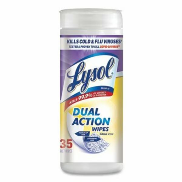 LYSOL, Dual Action Disinfecting Wipes, Citrus, 7 X 8, 35/canister, Reckitt Benckiser, Mfr#: 81143CT
