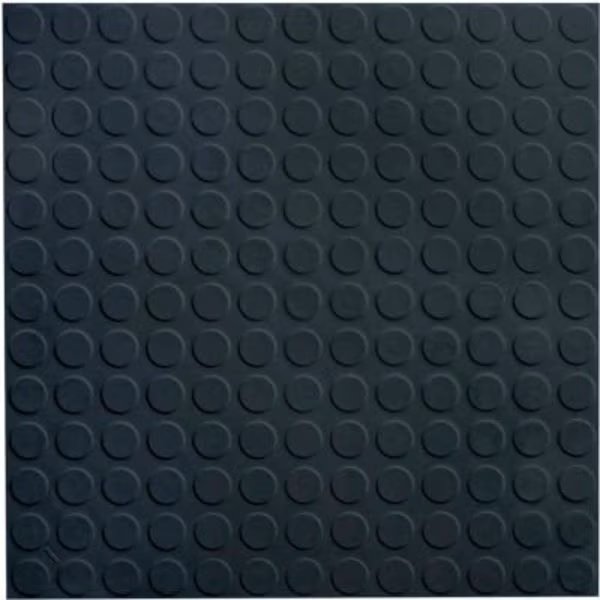 Raised Circular Design Rubber Tile 19.69in x 19.69in x .125in Black, Roppe, Mfr#: 9961P100