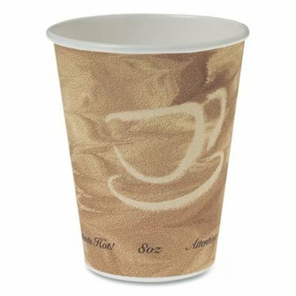 , Mistique Polycoated Hot Paper Cup, 8 Oz, Printed, Brown, Dart, Mfr#: 378MS