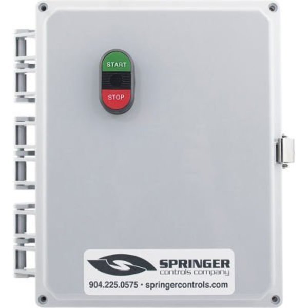 NEMA 4X Enclosed Motor Starter, 38A, 1PH, Direct Online, Start/Stop, 100-250V, 16-20A, Springer Controls Co, Mfr#: AF3816P1M-3I