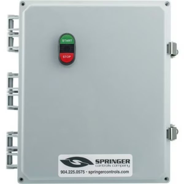 NEMA 4X Enclosed Motor Starter, 80A, 3PH, Remote Start, Start/Stop, 24-60V, 57-68A, Springer Controls Co, Mfr#: AF8006P4K-1W