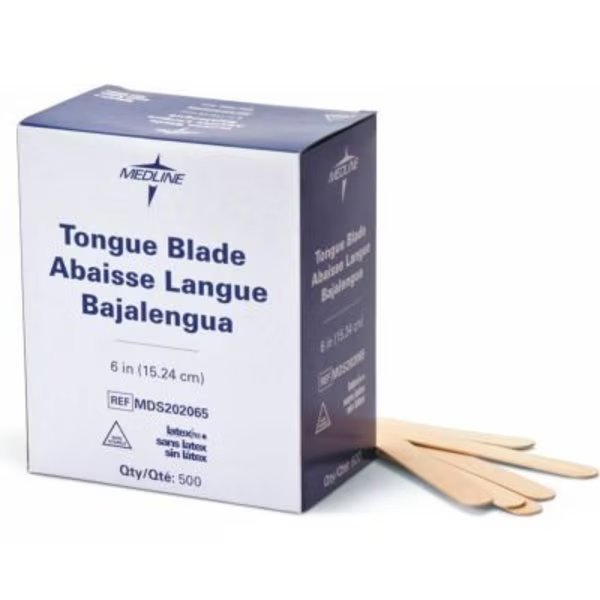 Medline Non-Sterile Tongue Depressors, Wood, 6" Length, 500/Box, Medline Industries, Inc, Mfr#: MDS202065