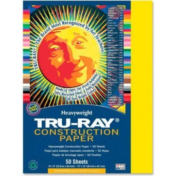 Pacon Tru-Ray Construction Paper, 9inx12in, Yellow, 50 Sheets, Pacon, Mfr#: 103004
