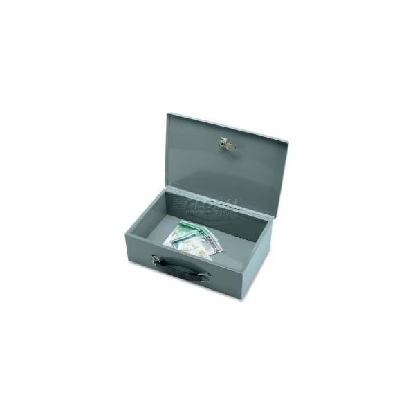Sparco Steel Insulated Cash Box Keyed Lock, 12-13/16"W x 8-5/16"D x 3-13/16"H, Gray, Sparco Products, Mfr#: 15502