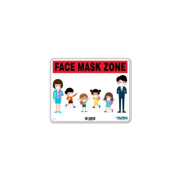 GEC™ Face Mask Zone Sign, 10"W x 8''H, Plastic, The Magnet Group, Mfr#: CP005829