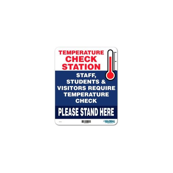 GEC™ Temperature Check Station Sign, 8"W x 10"H, Plastic, The Magnet Group, Mfr#: CP005828