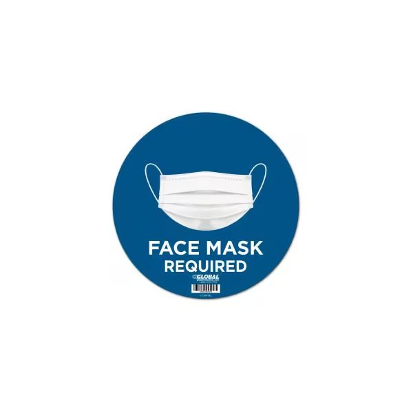 GEC™ 12" Round Face Mask Required Wall Sign, Blue, Adhesive, The Magnet Group, Mfr#: CP005811