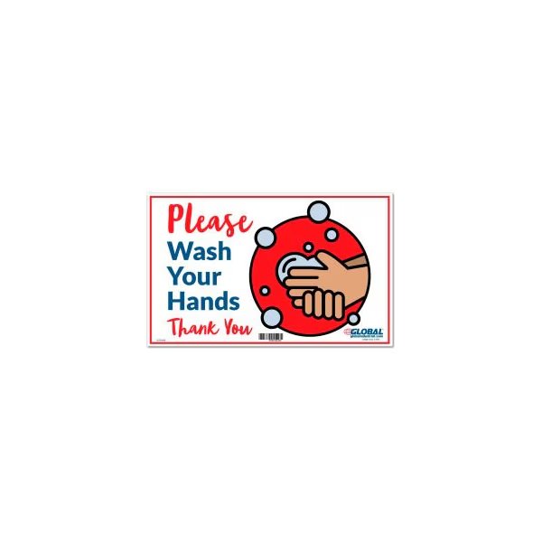 GEC™ Please Wash Your Hands Sign, 16"W x 10"H, Wall Adhesive, The Magnet Group, Mfr#: CP005821