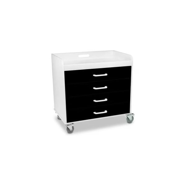 Extra Wide Compact 4 Drawer Locking Cart, Black, 27inW x 19inD x 27inH, Trippnt, Mfr#: 51362