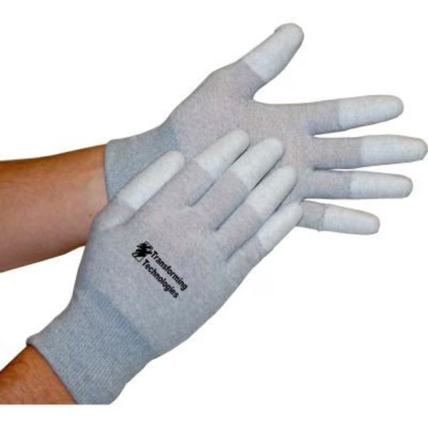 Transforming Technologies ESD Inspection Gloves, Finger Tip Coated, X-Large, 12 Pairs/Pack, Transforming Technologies, Mfr#: GL4505T