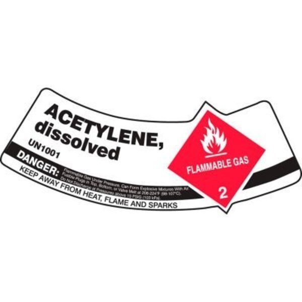 Accuform Gas Cylinder Shoulder Label, Acetylene Dissolved, Vinyl Adhesive, 5/Pack, Accuform, Mfr#: MCSLACRVSP
