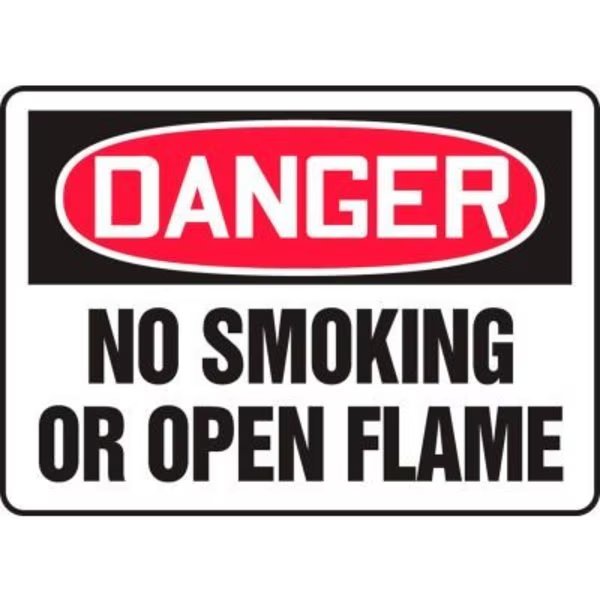 Accuform Danger Sign, No Smoking Or Open Flame, 14inW x 10inH, Adhesive Vinyl, Accuform, Mfr#: MSMK050VS