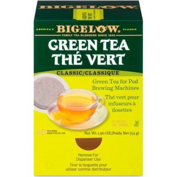 Bigelow Green Tea Pods, 1.90 oz, 18/Box, Bigelow Tea Co, Mfr#: RCB07906