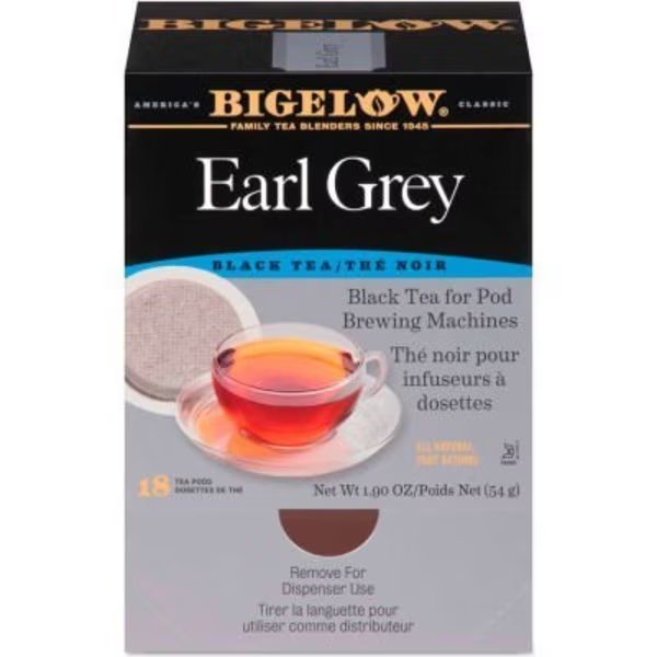 Bigelow Earl Grey Black Tea Pods, 1.90 oz, 18/Box, Bigelow Tea Co, Mfr#: RCB08906