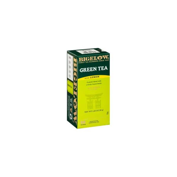 Bigelow Green Tea with Lemon, Lemon, 0.34 lbs, 28/Box, Bigelow Tea Co, Mfr#: RCB10346
