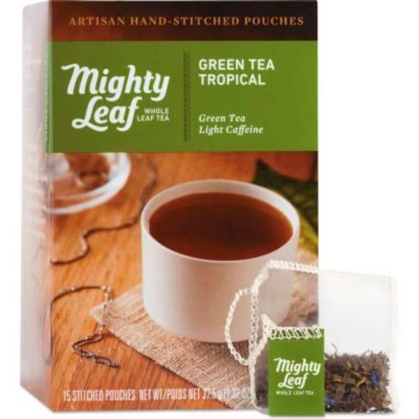 Tea Whole Leaf Tea Pouches, Green Tea Tropical, 15/Box, Mighty Leaf, Mfr#: 510138