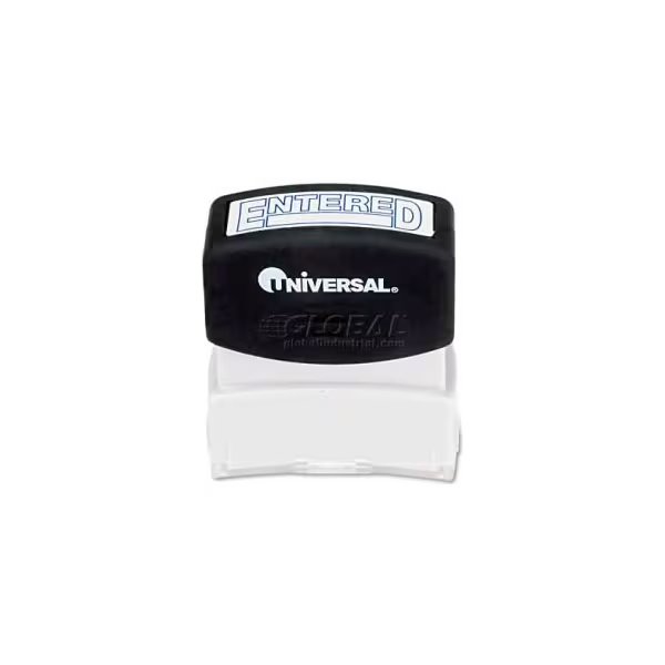 Universal Message Stamp, ENTERED, Pre-Inked/Re-Inkable, Blue, Universal, Mfr#: UNV10052***