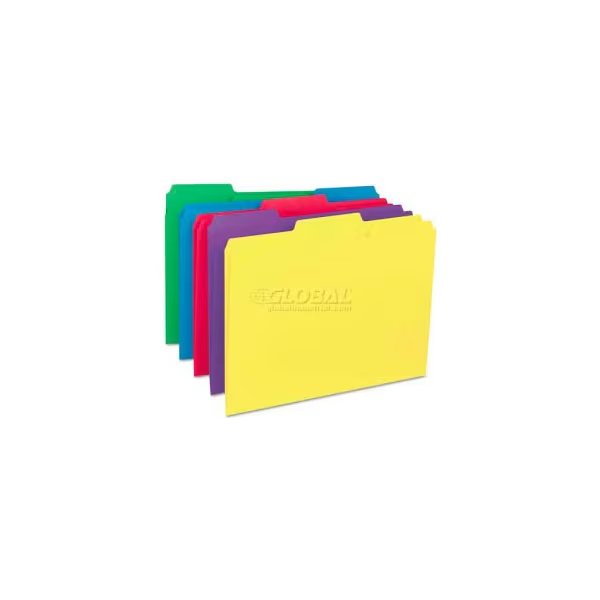 Universal® Recycled Interior File Folders, 1/3 Cut Top Tab, Letter, Assorted, 100/Box, Universal, Mfr#: UNV12306***