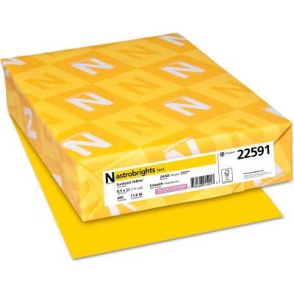 Colored Paper -  Astrobrights Paper, Yellow, 8-1/2in x 11in, 24 lb., 500 Sheets/Ream, Neenah Paper, Mfr#: 22591